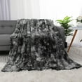 thumbnail image 1 of Double-Sided Faux Fur Throw Blanket - Plush Velvety Soft Material - Luxury Softness & Warmt Black 50 x 60 Inch, 1 of 8