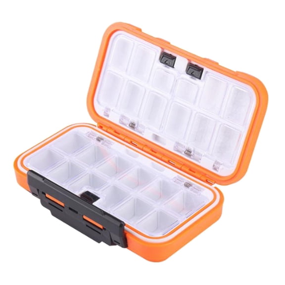 Double-Sided Fishing Box Organizer,Deep Large Hooks Accessory Storage Trays Case with Adjustable Dividers - Orange,