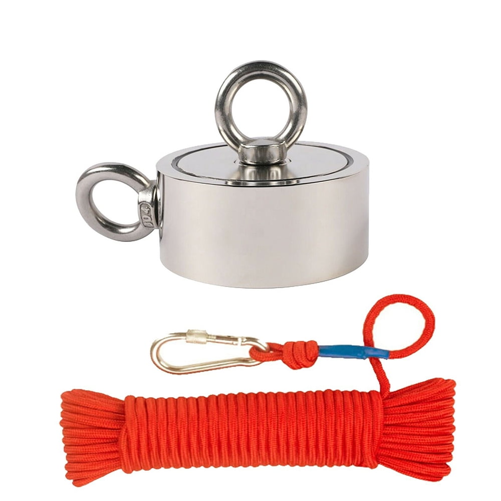 Double Sided Fishing Magnet Kit Upto 3800 Lbs Pull Force Strong Rope  Carabiner 