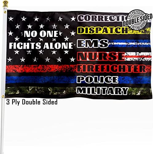 Double Sided Flag No One Fights Alone Flag 3 Ply US American Flag First ...