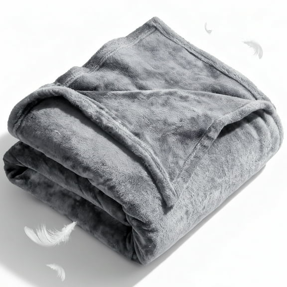 YGXNEWER Queen Size Blanket, Double Sided Flannel, 90 x 90 Inches, Gray, Luxury Anti-Static Fuzzy Soft Microfiber Bed Blankets