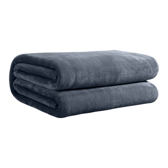 Double-Sided Flannel Blanket, Solid Color Lightweight, All-Season Thin Blanket for Summer AC Office Nap ( Dark Gray )