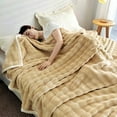 thumbnail image 1 of Double-Sided Flannel Fleece Blanket, 100x150cm Embroidered Knee Throw, Super Soft Office Blanket for Indoor/Outdoor Use, Machine Washable, 1 of 5
