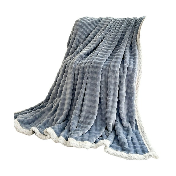 Double-Sided Fleece Blanket, Soft and Warm, Reversible Design, All-Season Throw, for Sofa Bed, Home Decor, Solid Color, Navy