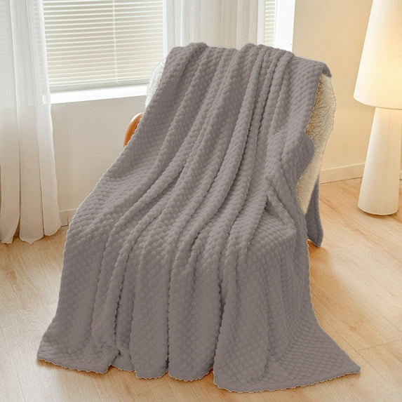 Double Sided Fleece Plaid Blanket, Heavy Flannel Sofa & Office Throw, 100x150cm, All-Season Warmth, Gift Blanket in White, Pink, Blue, Gray