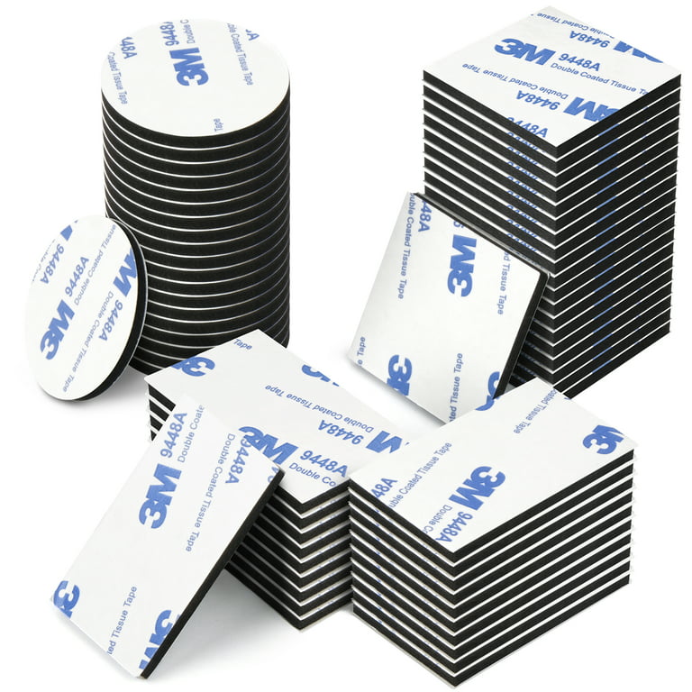 Avando Double Sided Foam Tape Strong Pad Mounting,Black Self-Adhesive Tape  Include Square Round and Rectangular(60Pcs)