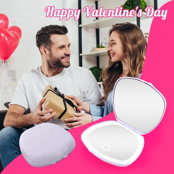 Double-Sided Foldable Makeup Mirror - 5X Magnification Touch Dimming Clamshell Design & Portable Rechargeable