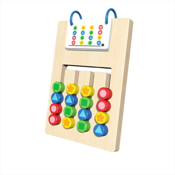 Double-Sided Four-Color Maze Game, Wooden Logic Thinking Trainer with Color Cognition Activity for Problem Solving Skills Development