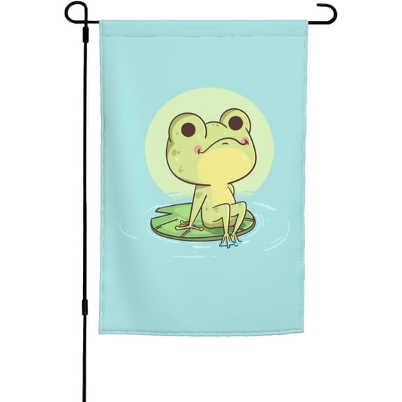 Double Sided Frog Garden Flag for Outside 12x18 Inch Seasonal Welcome Home Decor Banner