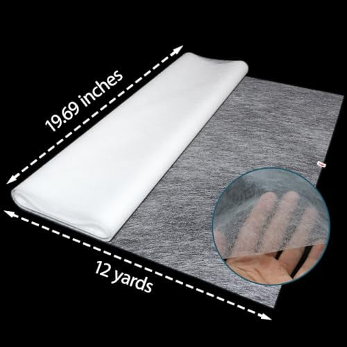 Double Sided Fusible Web, 19.69 Inches x 12 Yards Light Weight Fusible Interfacing for Sewing Iron on Fusible Bonding Web for Fabric and DIY Craft Making