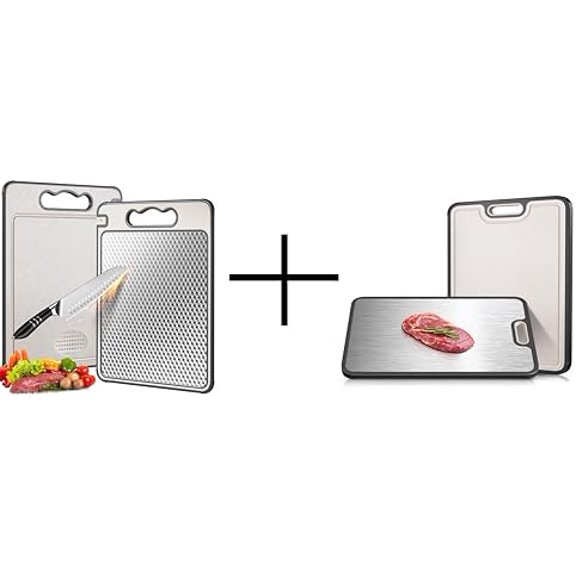 Double-Sided GR1 Titanium&Wheat Straw Cutting Board+Double Sided 304 Stainless Steel & Wheat Straw Cutting Board$$Home Decor, Kitchen, & Other