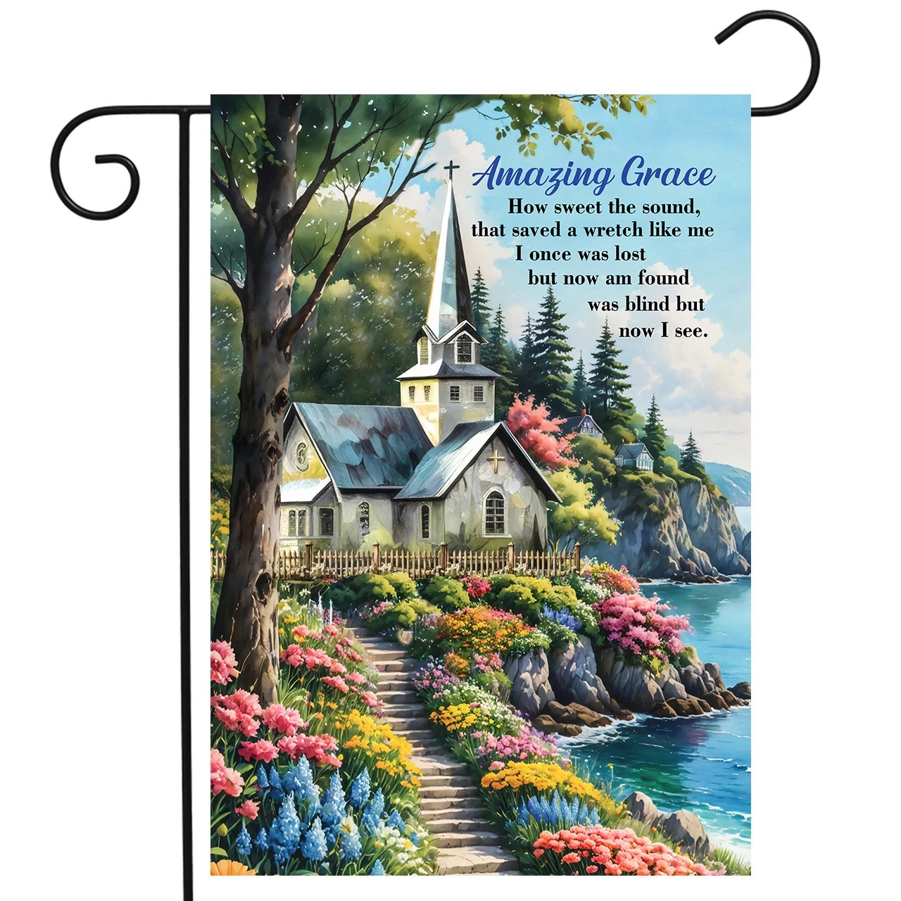 Double Sided Garden Flag Amazing Grace - Inspirational Christian Faith Welcome Outdoor Decorative Yard House Flag for Patio Decor