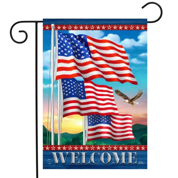Double Sided Garden Flag Patriotic American Waving Welcome Yard Flag Outdoor Decorative for 4th of July Memorial Day Flag Day Home Decor