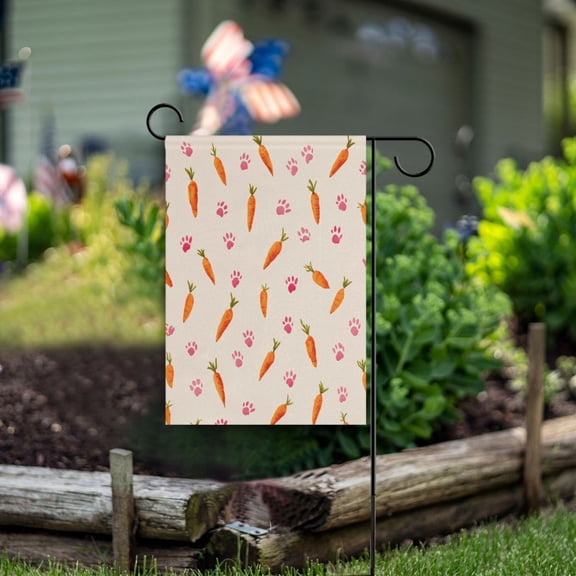 Double Sided Garden Flags 12x18 Inch Fade Resistant Carrot Paw Prints Pattern Yard Flags for Outdoor Patio Porch Lawn Home Decor