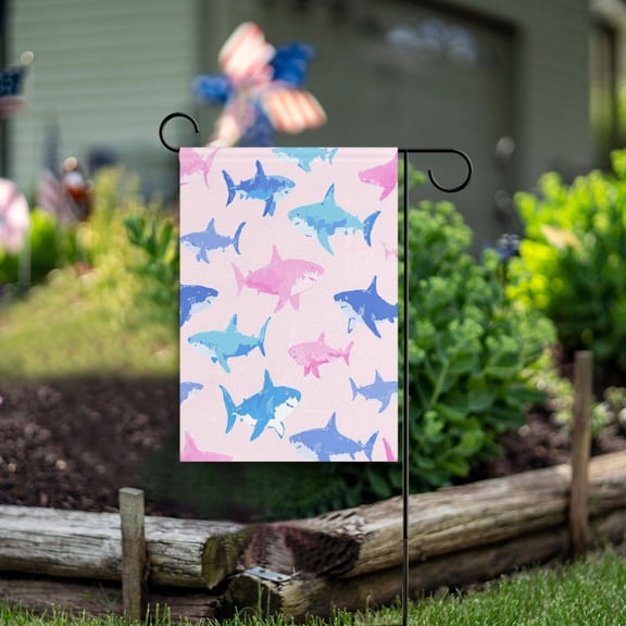 Double Sided Garden Flags 12x18 Inch Fade Resistant Ocean Shark Joy Yard Flags for Outdoor Patio Porch Lawn Home Decor