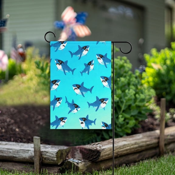 Double Sided Garden Flags 12x18 Inch Fade Resistant Stylish Shark in Sunglasses Design Yard Flags for Outdoor Patio Porch Lawn Home Decor