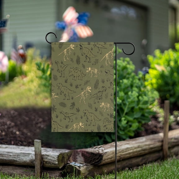 Double Sided Garden Flags 12x18 Inch Fade Resistant Vintage Dinosaur Skeleton Pattern Yard Flags for Outdoor Patio Porch Lawn Home Decor