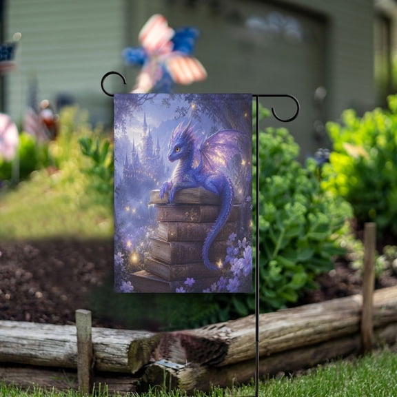 Double Sided Garden Flags 28x40 Inch Fade Resistant Fantasy Dragon Castle Design Yard Flags for Outdoor Patio Porch Lawn Home Decor