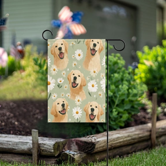 Double Sided Garden Flags 28x40 Inch Fade Resistant Golden Daisy Pup Pattern Yard Flags for Outdoor Patio Porch Lawn Home Decor