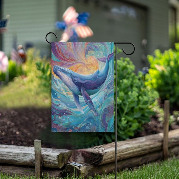 Double Sided Garden Flags 28x40 Inch Fade Resistant Nocturnal Ocean Whale Yard Flags for Outdoor Patio Porch Lawn Home Decor