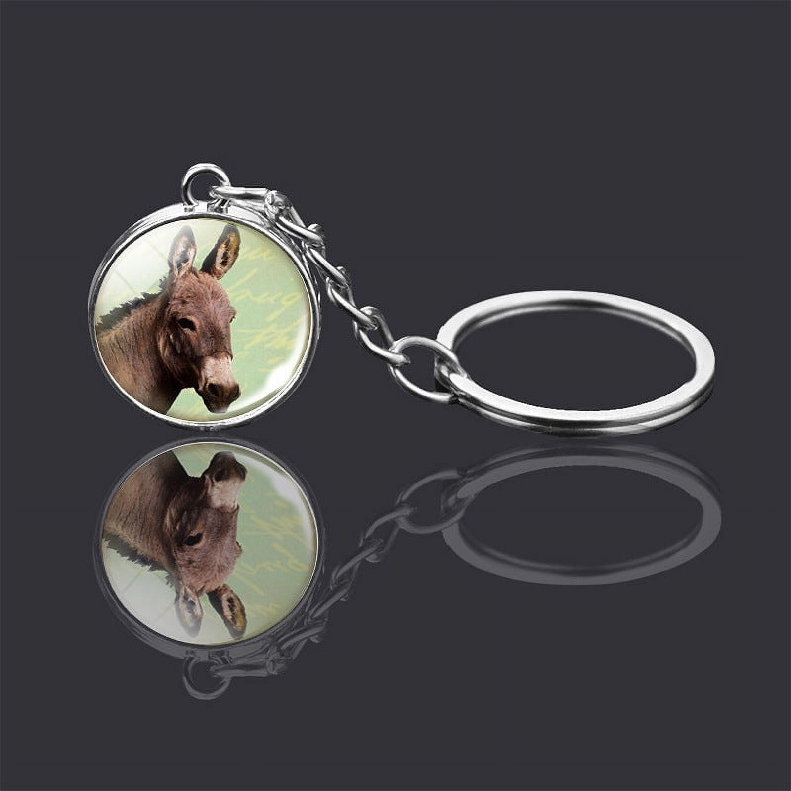 Double-Sided Glass Ball Animal Keychains, Metal Key Ring with Glass Pendant, Unisex Key Accessories, 2cm Diameter