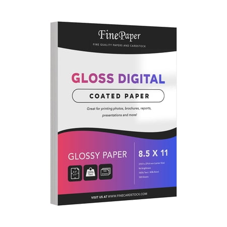 Double-Sided Gloss Digital C2S Paper – Perfect for Color Laser Printing, Design Proposals, Flyers, Brochures | 8.5 x 11 | 100lb Text (40lb Bond) | 96 Bright | Acid Free Glossy Paper | 100 per Pack
