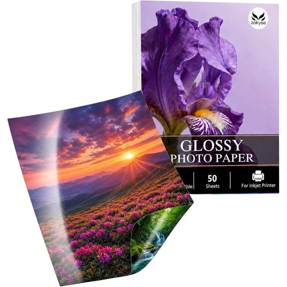 Double Sided Glossy Photo Paper 8.5 x 11, 260gsm Heavyweight Two Sided Printer Paper for Inkjet Printers, Vibrant Color High Gloss Paper for Flyers, Brochures & Presentation Printing, 50 Sheets