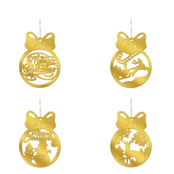 Double-Sided Gold Acrylic Flat Ball Ornaments Set, 4 or 12 Pieces, Christmas Tree Decorations, Wreaths, Holiday DIY, Home and Party Festive Decor