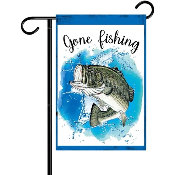 Double-Sided Gone Fishing Garden Flag 12x18 Outdoor Fall Yard Decor Welcome Lawn Farm Patio Banner