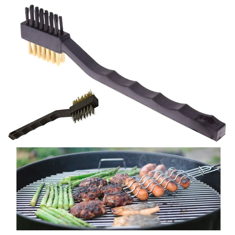 Double Sided Grill Wire Brush Brass Nylon Cleaning Detailing Polish BBQ  Bristles