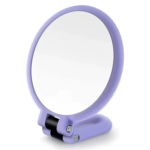 Double-Sided Handheld Makeup Mirror with 50X Magnification, Versatile Wall-Mounted and Tabletop Design, 360-Degree Adjustable Handle for Flexible Viewing