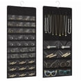 thumbnail image 1 of Double Sided Hanging Jewelry Organizer, 48 Pockets Clear Window Large Jewelry Hanging Organizer with Necklace Hanger, Wall/Door/Closet Stud Earring Bracelet Ring Storage (Black), 1 of 7