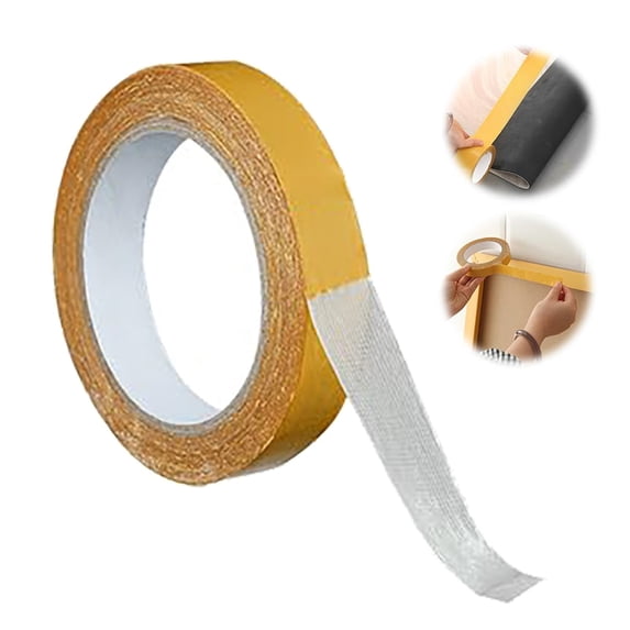 Double Sided Heavy Duty Carpet Tape, High Tack Mounting Tape with Reinforced Mesh Cloth, Strong Adhesive Rug Gripper Tape 3cm x 10m Roll for Area Rugs Wall Decor Home Office DIY Use