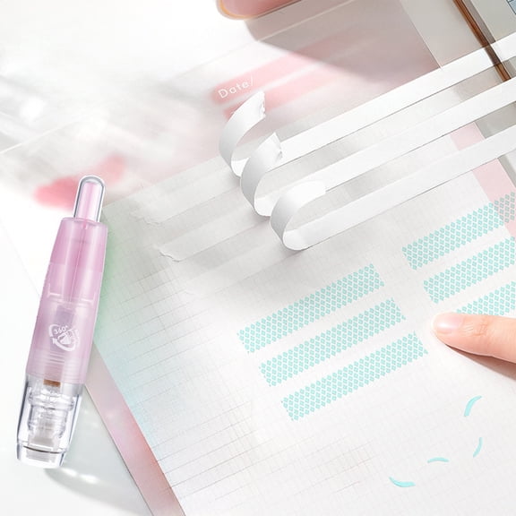 Double Sided High Viscosity Adhesive Tape Pen, Push Button Hand Use Dots Correction Tape for Paper Crafts