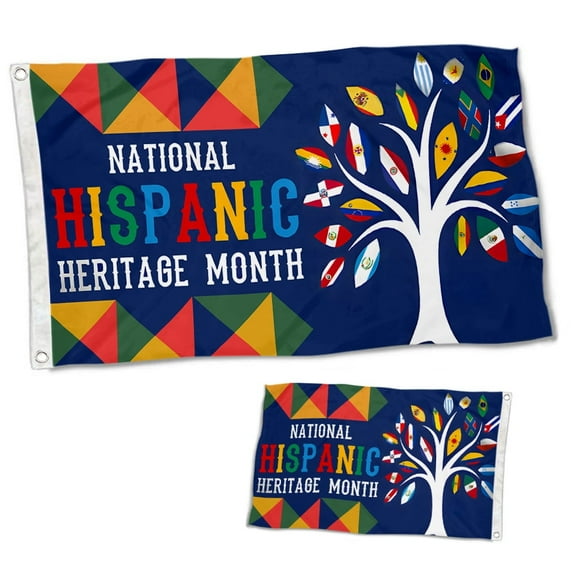 Double Sided Hispanic Heritage Month All Latin Countries Pride Flag Banner with Brass Grommets 3x5 Feet