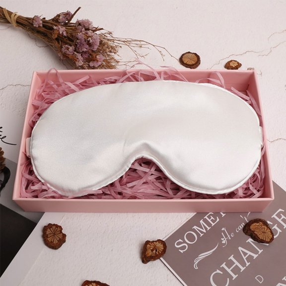Double Sided Imitation Silk Sleep Eye Mask, White, 1 Pcsleep Mask Silk Soft Travel Mask with Adjustable Strap Sleep Eye Mask, Easter Mother'S Day Gift Makeup Organizers