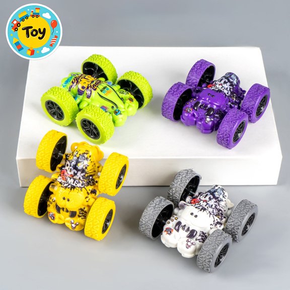 Double Sided Inertial 4WD Stunt Car, 360° Flip Off-Road Racing Vehicle, Graffiti Pattern Anti-Collision Toy Car, All Terrain Play Model, Boys Girls Birthday Gifts, Indoor Outdoor Kids Play Toy