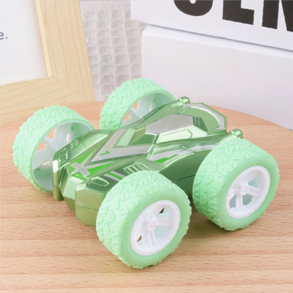Double Sided Inertial Car Reversible Friction Powered Vehicle 3.15in STEM Physics Toy(Green)