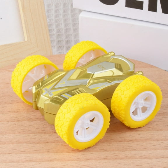 Double Sided Inertial Car Reversible Friction Powered Vehicle 3.15in STEM Physics Toy(Yellow)