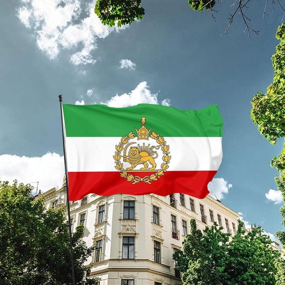 Double Sided Irans Flag, 2x3 FT Lion and Sun Persian Crown Pattern Printed Large Flags with 2 Brass Grommets, Fade Proof Durable Polyester Iranian Flags
