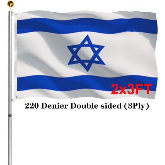 Double Sided Israel Flags 2x3 FT Outdoor - 220D  Israeli National  Banner with 2 Grommets