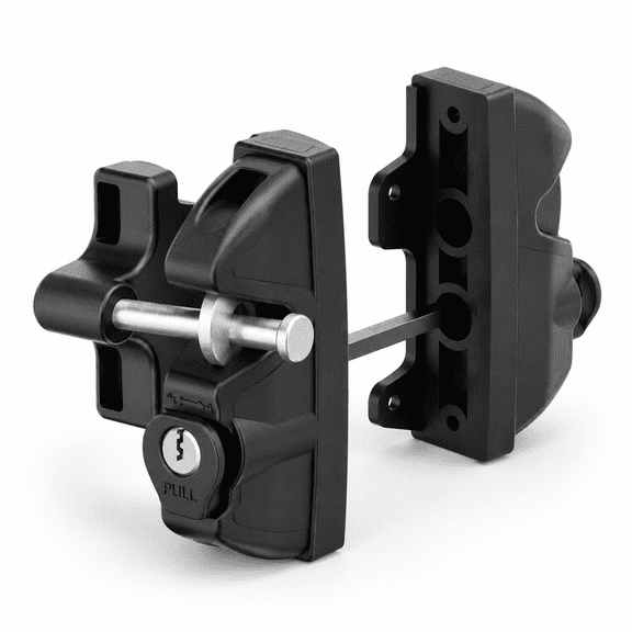 Double Sided Keyed Gate Latch, Black, For Outdoor Wooden Vinyl Metal Fences