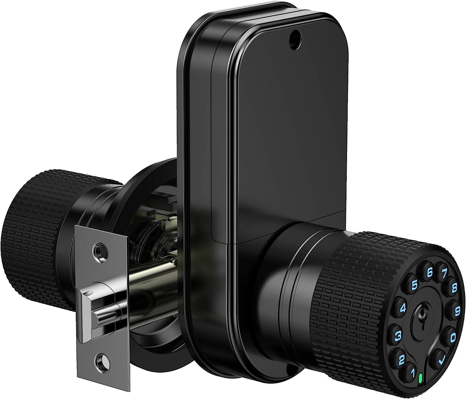 Double Sided Keypad Door Knob with Dual Cylinders and Key Alike, YINUO