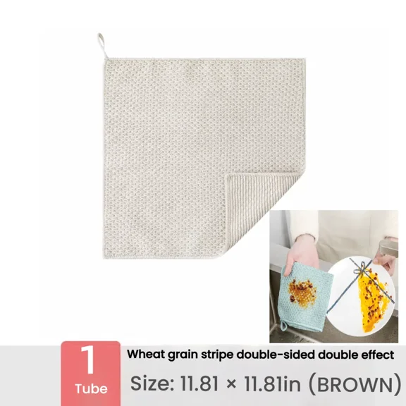 Double-Sided Kitchen Cleaning Cloths - Oil Removal, Heat-Resistant, Multi-Use for Dishwashing, Glass Wiping, Hand Drying, 2 Sizes (11.81"x11.81"/15.75") & 4-Pack/Single Sets
