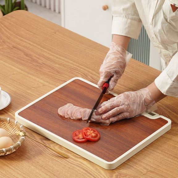 Double Sided Kitchen Cutting Board | Ebony Wood Grain Plastic | Partition Design for Meat & Vegetable Food Prep | Food-Grade Easy Clean | 15.75x11.81in | 1 Pack