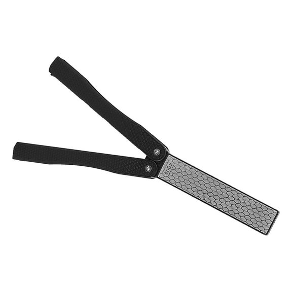 Double Sided Knife Sharpener Portable Folding AntiSlip Diamond Sharpener(Black )