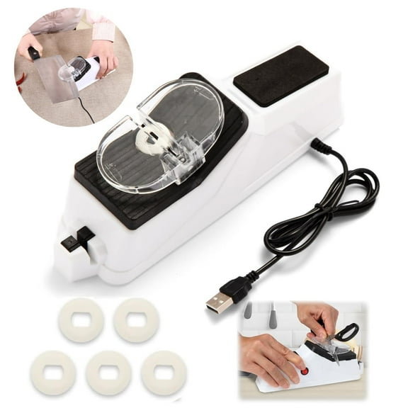 Double Sided Knife Sharpener,QZS Desktop Scissor Cutter Sharpener,Quick Sharpening & Polishing Knife Sharpener Tool(USB model),1Pack