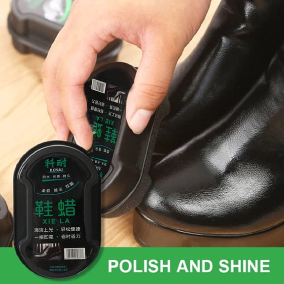 Double Sided Leather Polish Shoe Shine Sponge Wipes, Instant Shine Lanolin Oil Conditioner, Portable Quick Care for Leather Shoes Bags Sofa Car Seat Boots Belts Wallets Jackets