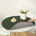thumbnail image 1 of Double Sided Leather Round Table Mat 40x40cm | Two Color Reversible Placemat, Rainproof, Dirtproof, Oil Proof, Heat-Resistant | Non-Slip PU Desk Pad for Dining Table, Home Decor – Red Blue Yellow, 1 of 7