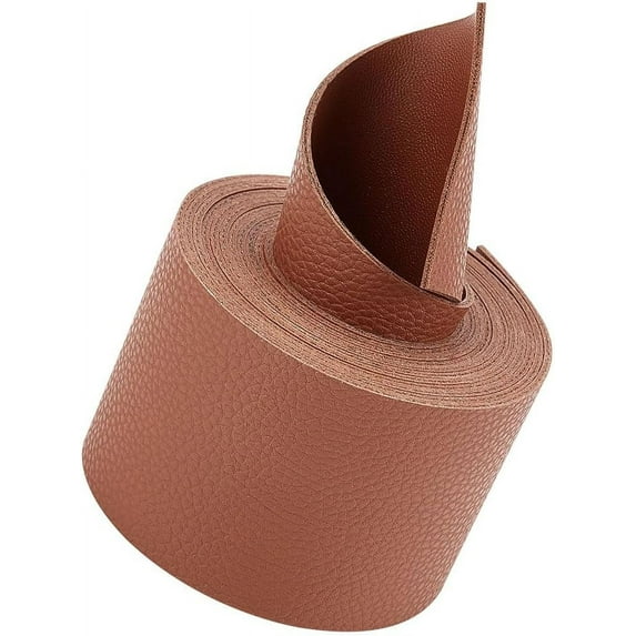 Double Sided Leather Strap 79" Long Lychee Pattern Leather Strips 2" Wide Glossy Brown Leather Belt Strip Soft PU Leather Supplies for Craft Wrapping Pet Collars Traction Ropes Belts
